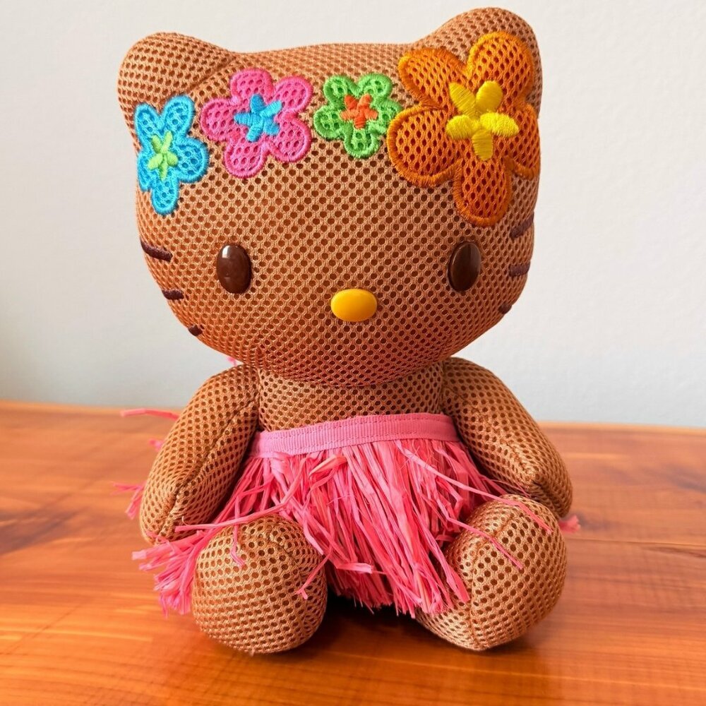Sanrio Vintage Hawaiian Tanned Mesh Hello Kitty Plush Toy Doll